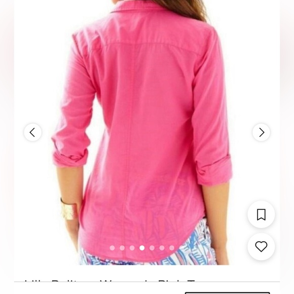 Lilly Pulitzer Pink Anna Maria Button Down Long Sleeves Cotton Shirt size xl - Picture 3 of 9